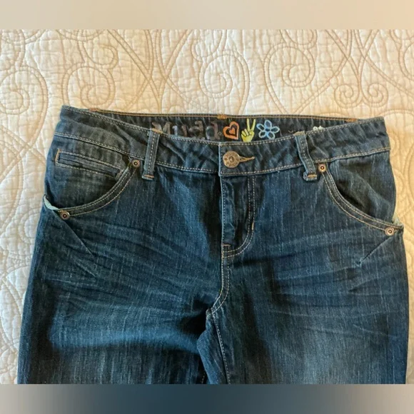 Y2K Mudd Jeans Straight Leg Low Rise Dark Wash women size 9 - Picture 5 of 12